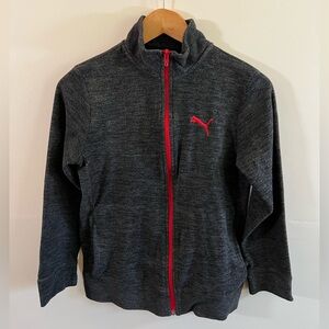 Puma Boys Youth Large 12-14 Gray Zip Up Jacket Athletic Track Sweatshirt